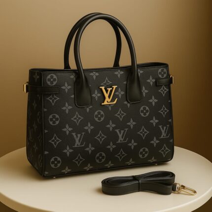 LV Oversized Shoulder Tote – Premium Rexine Edition with Zipper Compartment